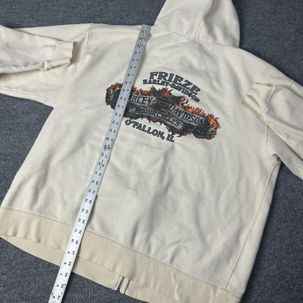 Harley-Davidson Hoodie Mens XL White Frieze OFallon IL Full Zip Graphic Fleece - Picture 6 of 6